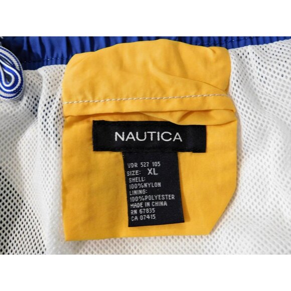 Nautica Swim Shorts XL Blue Yellow Elastic Waist Mesh Lining Drawstring NEW - Picture 4 of 4
